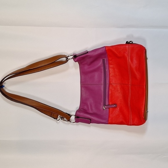 ❤️‍🔥💛Tignanello Crossbody leather Poppy/Iris Colorblock bag NET - Picture 1 of 9